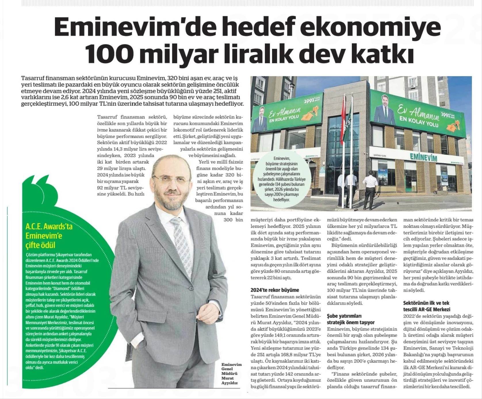 Eminevim’de Hedef Ekonomiye 100 Milyar Liralık Dev Katkı