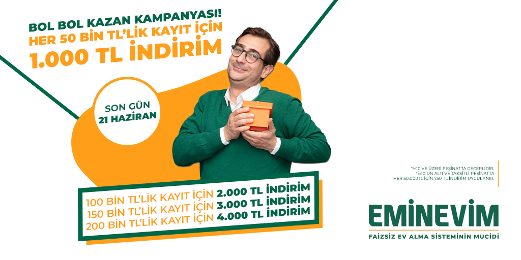 Her 50 Bin TL’ye 1.000 TL İndirim Hediye!